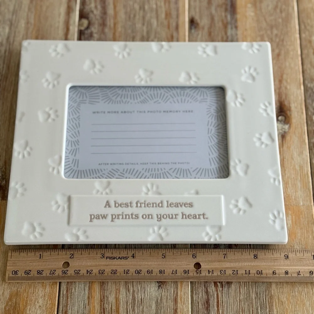 Hallmark Paw Print Embossed Ceramic Photo Frame Cream Dog, Cat